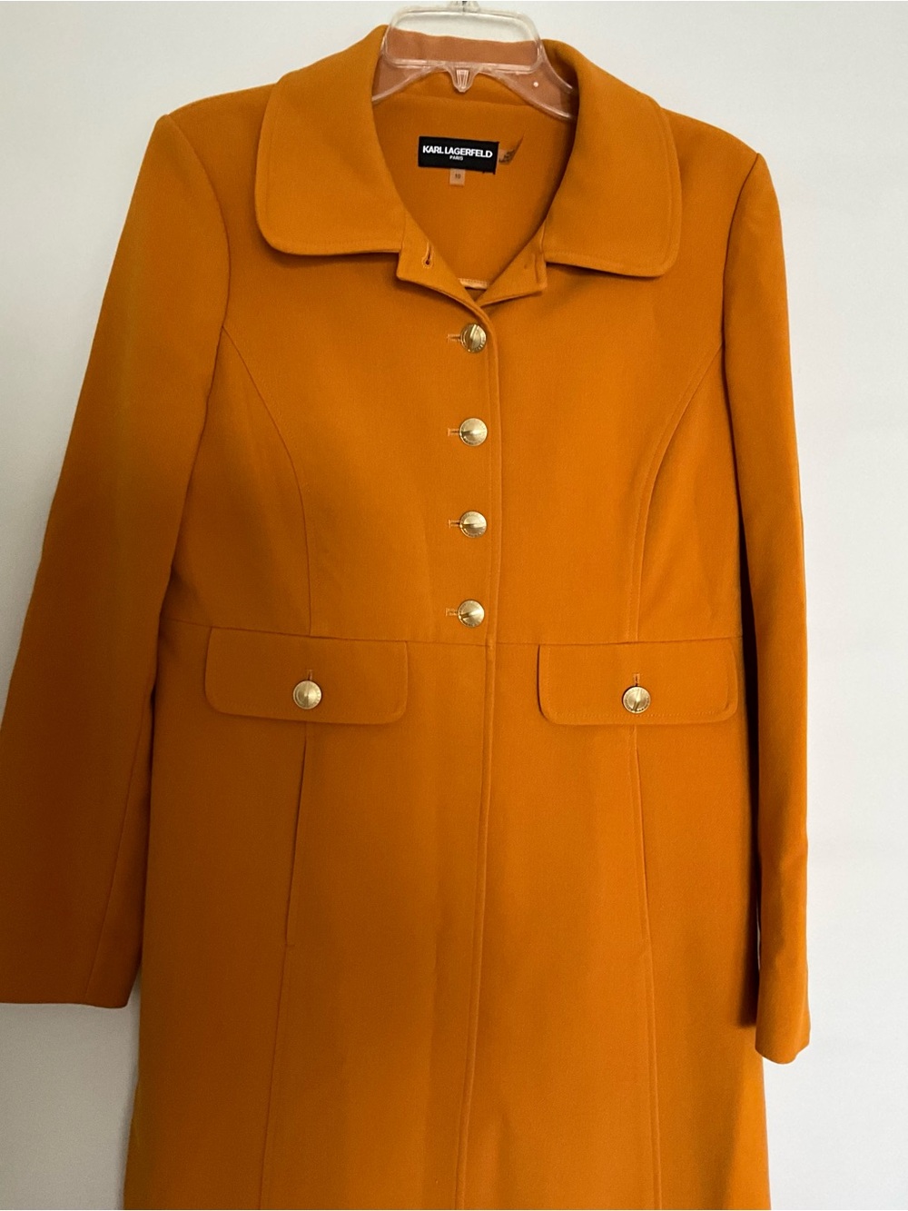 Karl Lagerfeld Mustard Coat with Gold Buttons - Picture 3 of 9